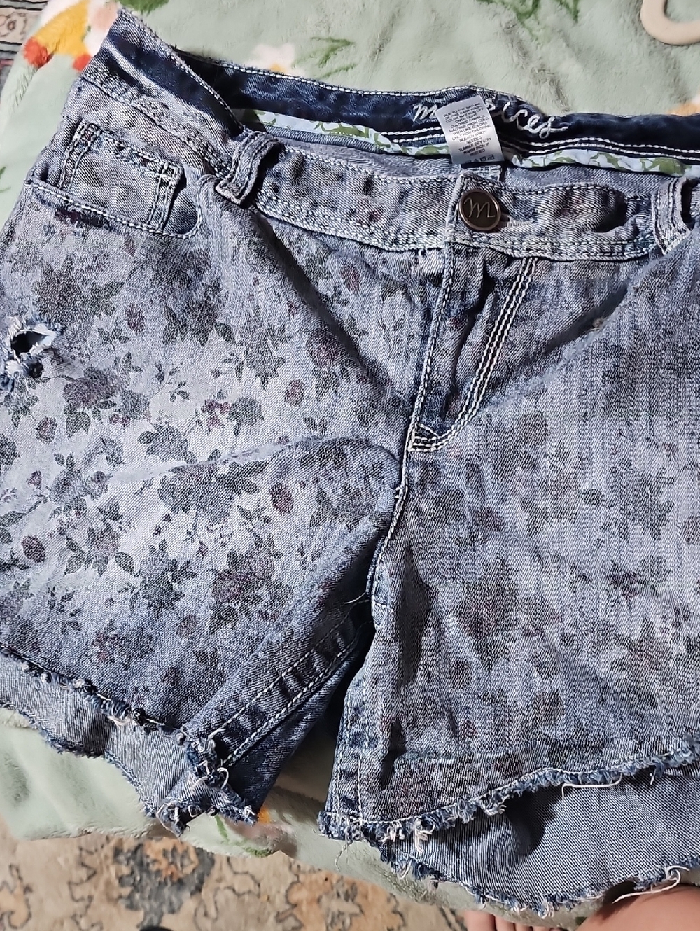 Maurices Blue Floral Denim Shorts